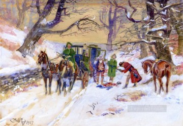  1907 Lienzo - Atraco en la carretera de Boston 1907 Charles Marion Russell vaquero de Indiana